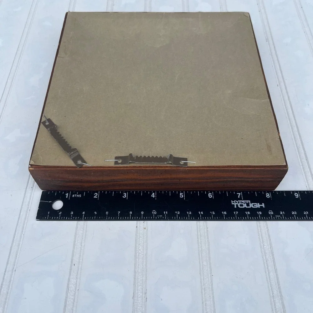 Vtg Square Dark Wood Deep Frame Wall Mirror Shadow Box Tiered Molding 8.25in